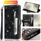 For Samsung Galaxy S26 S25 S24 Ultra S23 S22 S21 S20FE Bling Leather Wallet Case