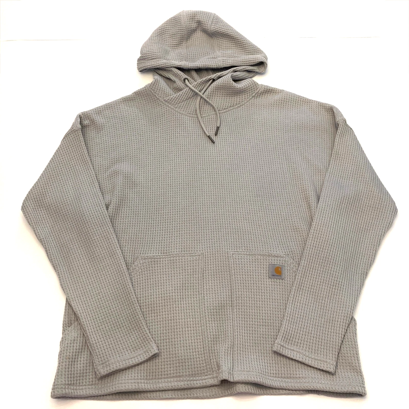 Carhartt Relaxed Fit Thermal Hoodie Womens Large (12-14) Pockets Gray Waffle