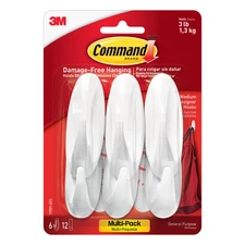 Command Medium Designer Hooks [Removable]: 6-pack (White)