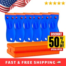Plastic Razor Blade Scraper Tool, 6 Pcs Razor Scraper with 60 Pcs Plastic Blades