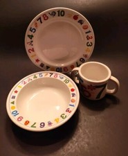 Noritake epoch Count To Ten Child's 3 Piece Set 8" Plate, 7" Bowl Cup