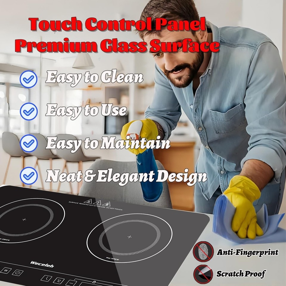 Weceleh Portable Induction Hob Cooker Cooktops Stove Hot Plate Burner