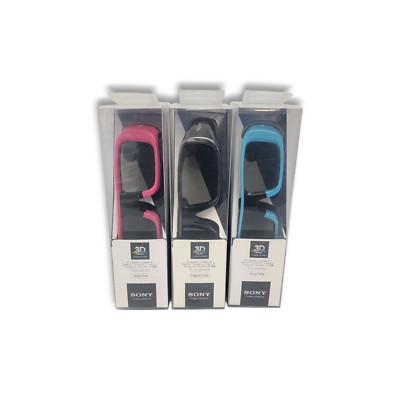 Lot of 3 New Sony 3D Glasses 1 Regular size & 2 Pink & Blue TDG-BR50 Size Small