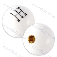 5 Speed Fuckin' Fast Round Ball WHITE Gear Shift Knob Lever M8 M10 M12 Thread