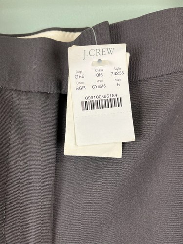 NWT J. Crew Favorite Fit 100% Wool Gray Trouser Dress Pants Womens Size 6 Work - Picture 3 of 9