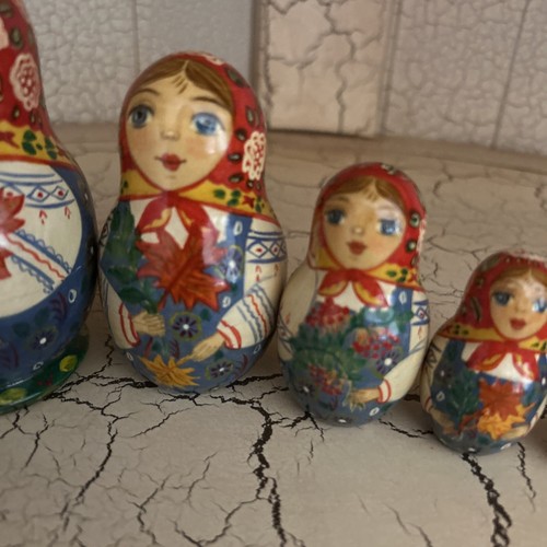Russische Nestpuppen Herbstsaison handbemalt 5 Stck. - 4,5"" hoch - Bild 19 von 20