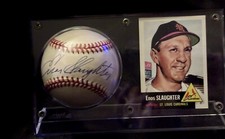 Real Autograph Baseball  Enos Slaughter St. Louis Cardinals HOF / Archives Card