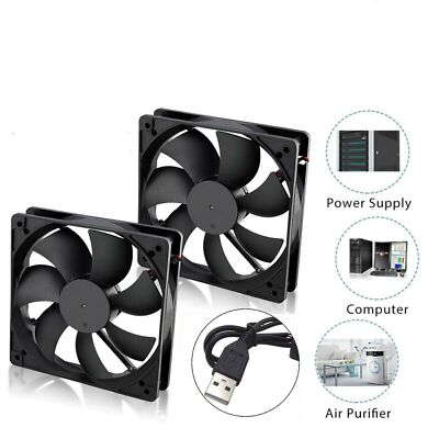 2Pcs 12cm 5V USB Kühler Silent Lüfter Cooling Fan für Desktop PC Gehäuse