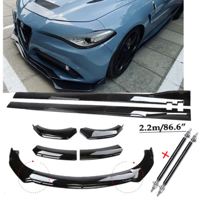 Glossy Black Front Bumper Lip Splitter Spoiler For Alfa Romeo Giulia Body Kit