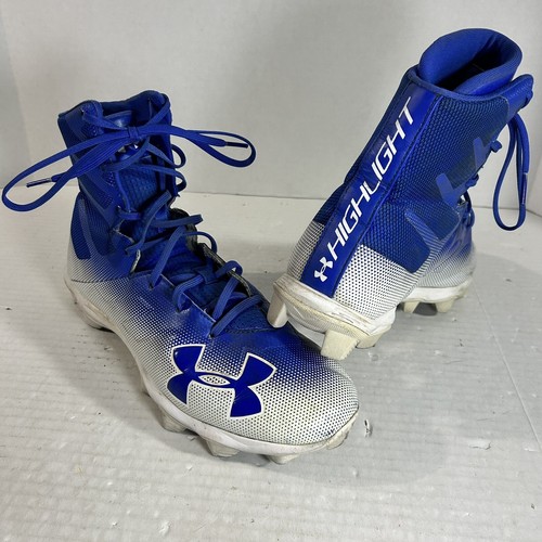 Under Armour Mens Highlight Football Cleats High Top Blue/White **READ**