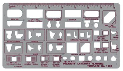 Lavatory Planning Template 1/4 Inch Scale 1190I
