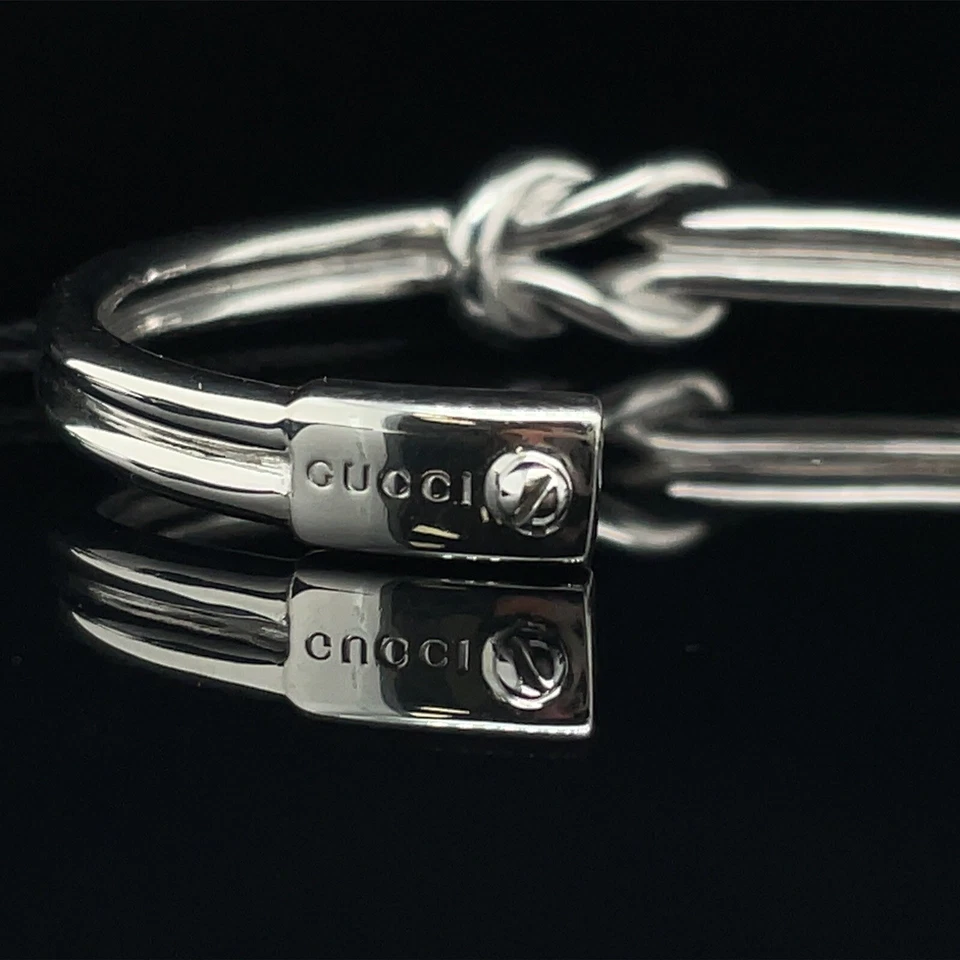 Gucci Loveknot Sterling Silver Cuff Bracelet, Size 16 - Image 2 of 4