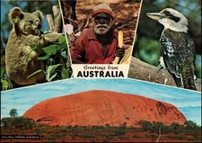 A2499 Australia Ayers Rock Koala Aborigine JECO Kruger postcard