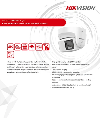 Hikvision DS-2CD2387G2P-LSU/SL 4K ColorVu Panoramic 2-Way Audio Camera Black 4mm - Picture 3 of 18