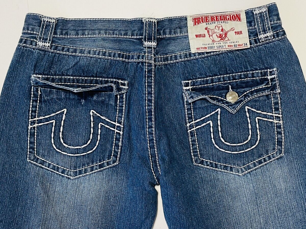 True Religion Jeans Mens Bobby Big T Stitched Pocket Baggy True Religion Jeans Mens Bobby Big T Stitched Pocket Baggy
