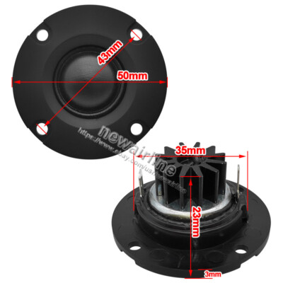 Haut-parleur Tweeter Titane 2 Tweeters 52mm Junterone - Haut-Parleur Aigu 4 Ohm 12W à Dôme Titane - Pour Upgrade Audio Voiture Ou Home Mini Haut-parleur Néodyme