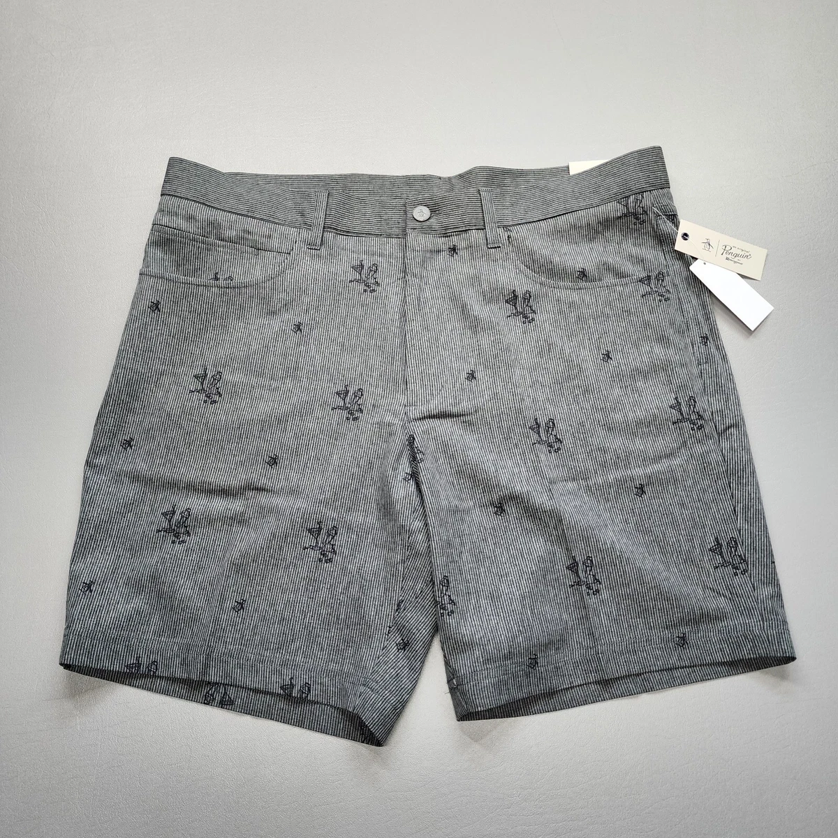 Short Chino Homme Penguin Taille 30 Gris - Coton Avec Poches - Bon état