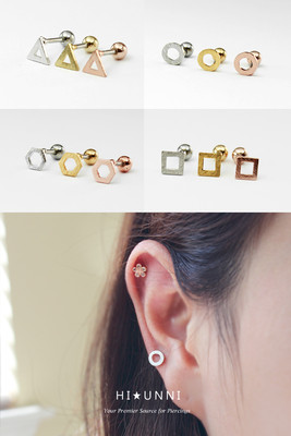 16g Flat Brushed Geometric Ear cartilage earring helix conch tragus earring, 1pc