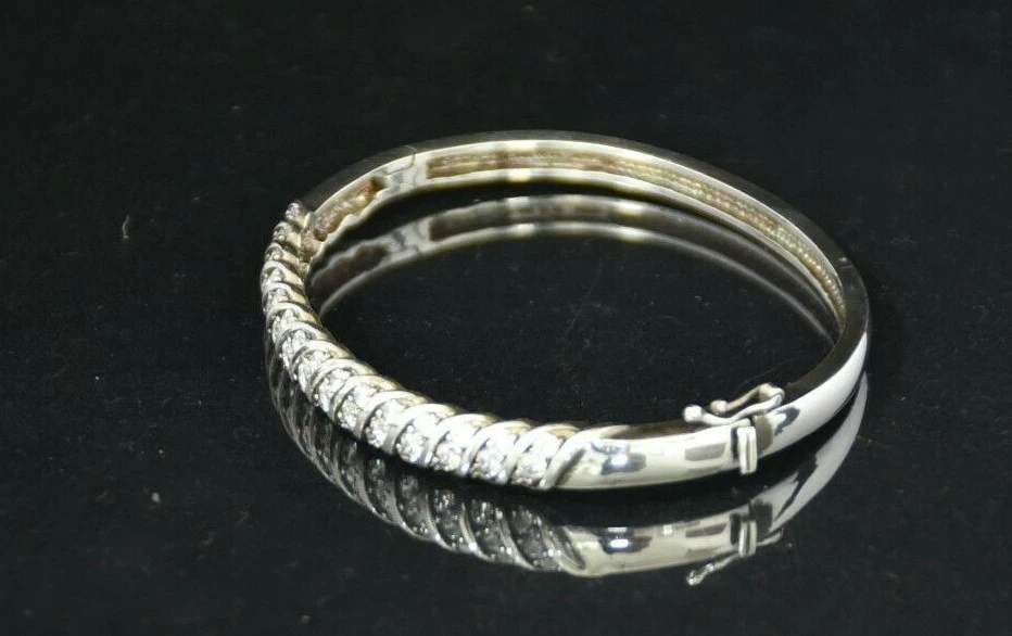EXQUISITE HANDMADE STERLING SILVER CUFF BRACELET 7.25" - ZIRCINI  — 第 2/3 张图片