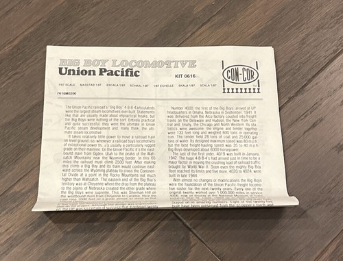 Unassembled - HO Gauge - Big Boy Locomotive - Union Pacific - Open Box - Picture 3 of 6