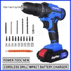 21-Volt drill 2 Speed Electric Cordless Drill / Driver with Bits Set / Battery