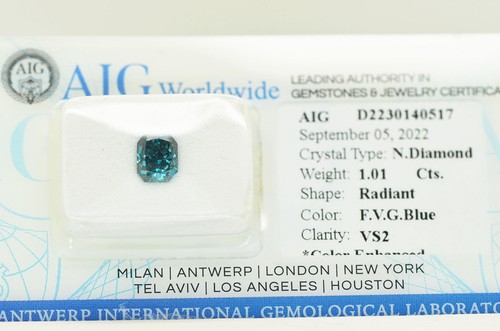Lose strahlende Form Diamant schick blau Farbe zertifiziert verbessert 1,01 Karat VS2 - Bild 4 von 6