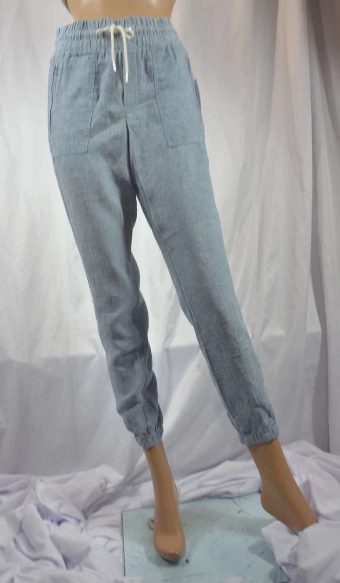 NWT MSRV $79 Athleta Size 12 Chambray Blue Cabo Linen Jogger Pants