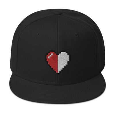 Retro 8 Bit Video Game Half Life Heart Embroidered Flat Bill Cap Snapback Hat