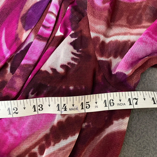 Alfani Top Pullover Womens M Fuchsia Purple Colorful Crisscross Sheer Stretchy - Picture 4 of 11
