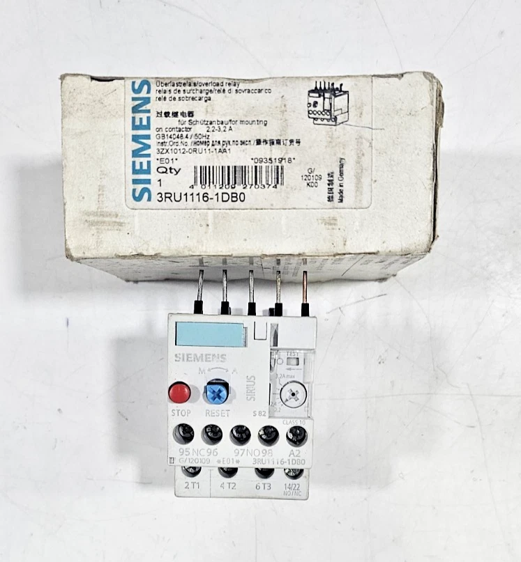 SIEMENS 3RU1116-1DB0 New - Surplus Motor Protection Overload Relay