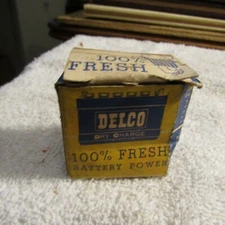 Vintage Delco Dry Charge 100% Fresh Battery Power Emergency Flare Box NOS 1950s