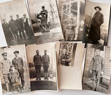 8 WWI Era Antique Snapshot Photo Lot Military Men In Uniform Family Friends