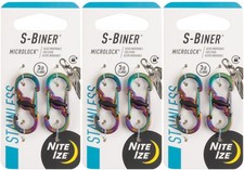 Nite Ize 2-Pack S-Biner MicroLock Stainless Steel Carabiner - Spectrum 3-Pack 
