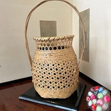 Sanyu Basket Flower Vase Teahouse Decor 32cm Used