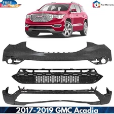 Front Bumper Cover Paintable & Lower Grille For 2017-2019 GMC Acadia