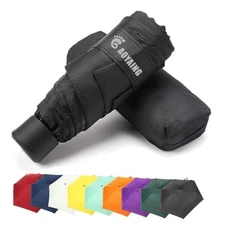  Compact Travel Umbrella with Case Sun&Rain Lightweight Small 34 Inches Black