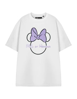 Disney Minnie Mouse Blanc Maid Of Honour Hen Party T-shirt à manches courtes Fem - Photo 1/4