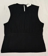 Women's XL Black Blouse Slub Stretch 100% Viscose Top Banana Republic ~ New 