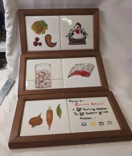 Primitive Vintage Hand Painted Ceramic Tiles ...