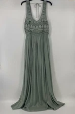 Wishlist Apparel Maxi Dress Green Crochet  Bohemian Medium Beachy Dress NWT