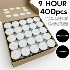 400pcs TEA LIGHT CANDLES 9 Hour Burn Tealight Wedding Smokeless Crystal Wax BULK