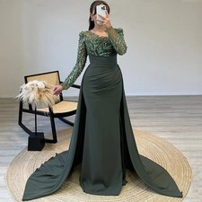 Elegant Fashionable Mermaid Evening Gown Long Sleeved Beaded Sequin Ball Gown