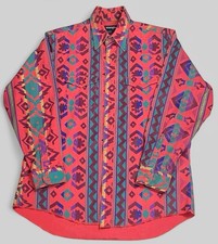 Vintage Wrangler Brushpopper Aztec Print Shirt Men’s Size 17-34 Made In USA