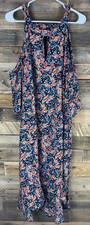 Emma & Michele Women's Plus Sz 1X Floral Cold Shoulder Hi Lo Hem Ruffle Dress