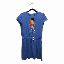Polo Ralph Lauren Girls Polo Bear Dress Blue Short Sleeve Size XL 16