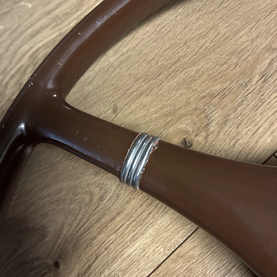 Volante Chevrolet Chevy 1941-48 Special Deluxe marrón bocina botón 2 radios Foto 4 de 4