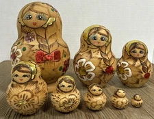 Vintage 8-Piece Matryoshka Russian Nesting Dolls Set *Signed* A. Comoly Gall