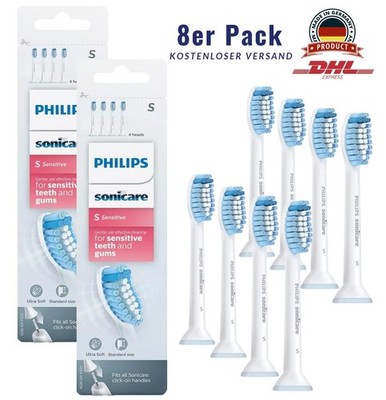 8/4er-Pack Philips Sonicare Original S Sensitive Standard-Schallzahnbürstenköpfe