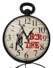 Vintage Bar Time Wall 14" Clock Backwards Time Pub Rare Collectible Made In USA 