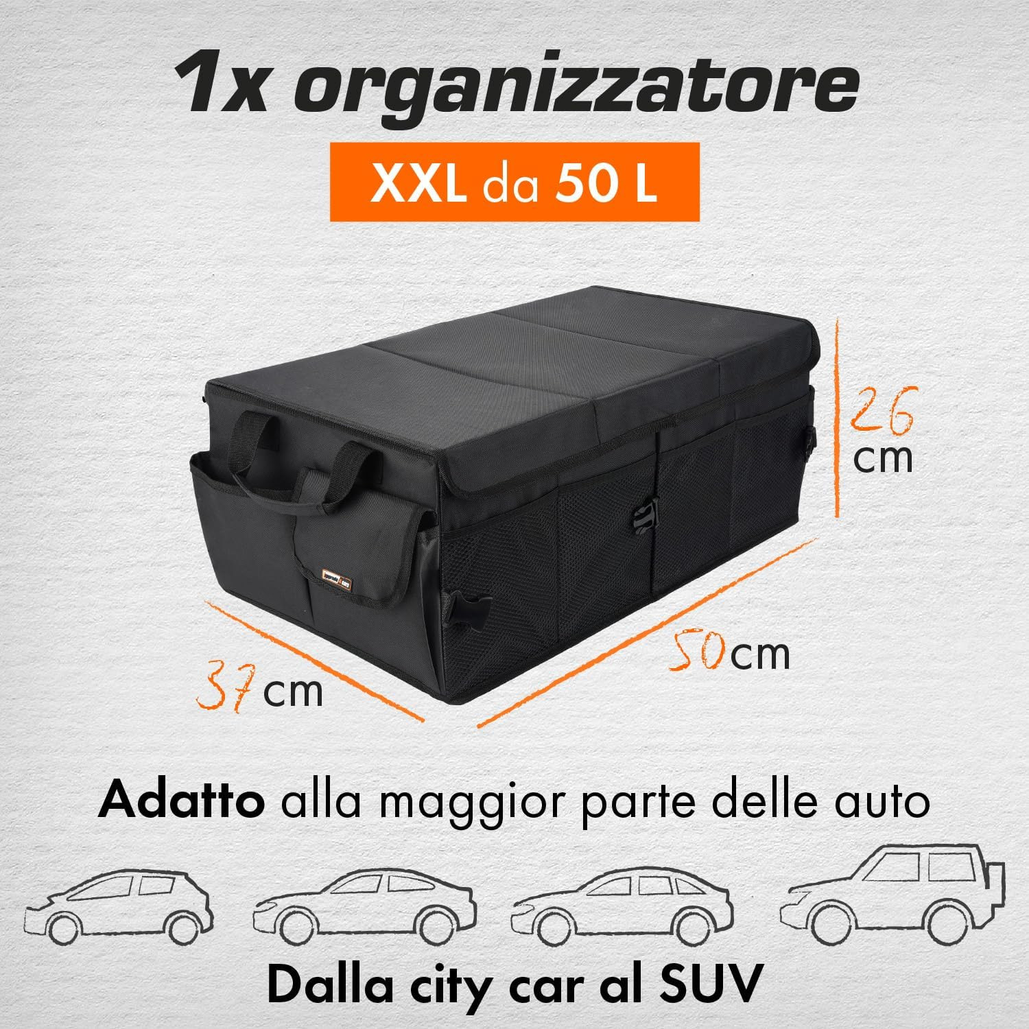Organizer Bagagliaio Auto Grande | Borsa Porta-oggetti da Baule Universale | Org - Miniatura 4